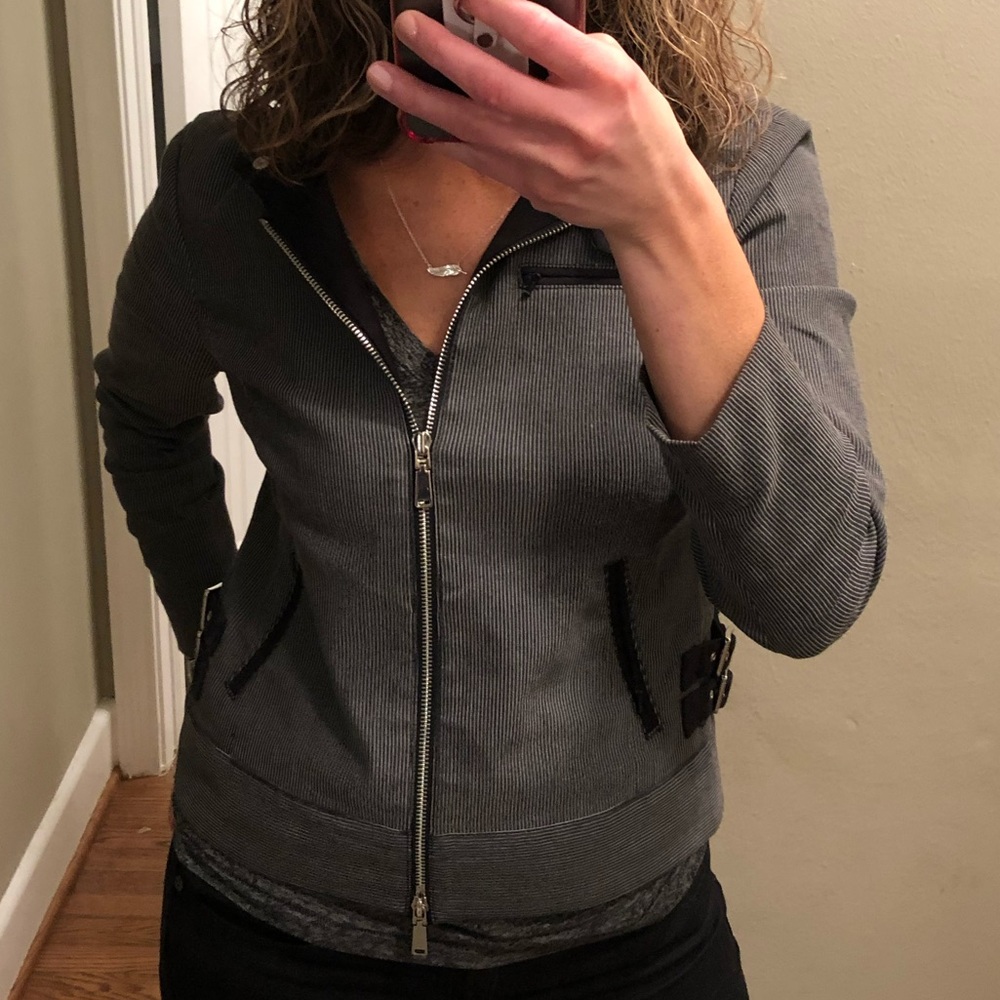 Worth jacket black white zip up
